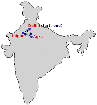 Golden Triangle Tour Map on Indian Map